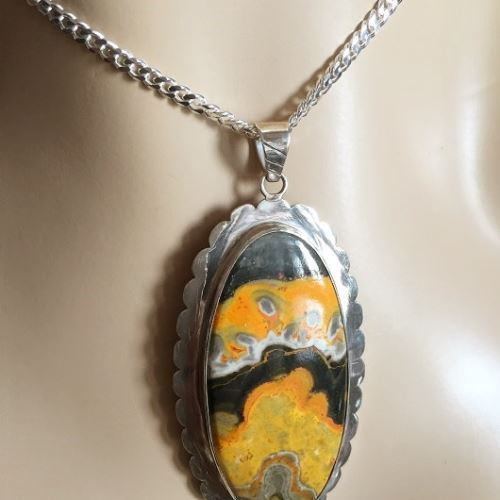 Bumble bee Jasper pendant, Gemstone pendant in 925 sterling silver