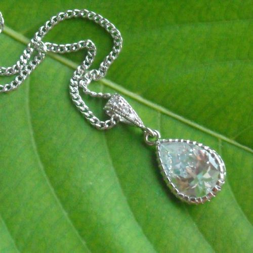 CZ pendant earrings set, Bridal jewelry sterling silver set