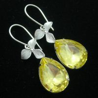 Canary Yellow earrings, Bridal crystal earrings, Bridesmaid earrings, Bridal earrings, Bridal jewelry, Wedding earrings