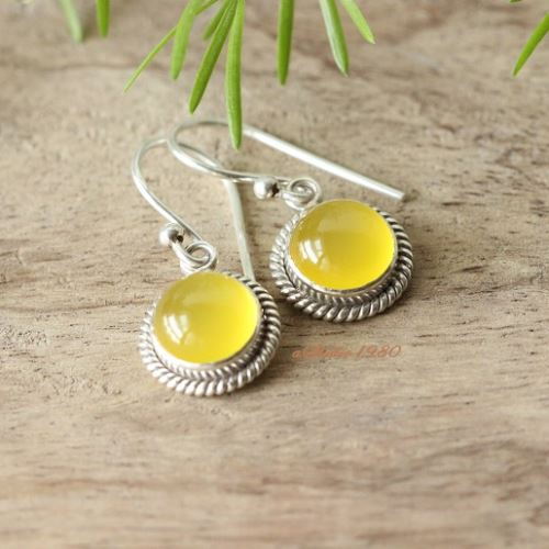 Canary yellow earrings, Bridesmaid gifts  silver gemstone jewelry