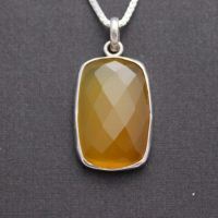 Canary yellow pendant, Rectangle pendant necklace, Silver pendant