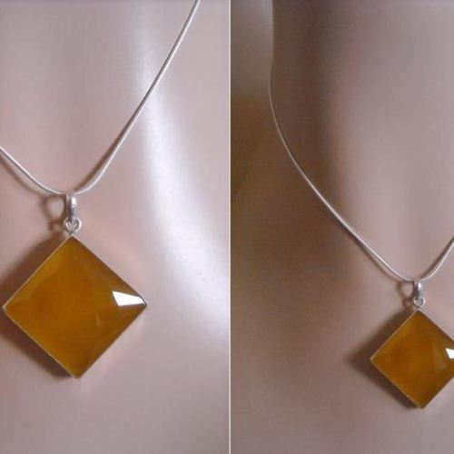 Canary yellow pendant necklace - Gemstone silver yellow chalcedony