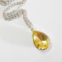 Canary yellow pendant, vintage jonquile jewel