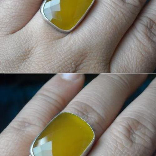 Canary yellow ring, Gemstone ring, Yellow chalcedony silver ring