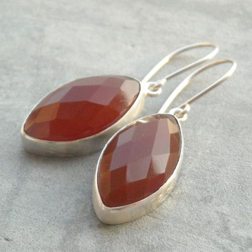 Carnelian sterling silver handmade gemstone earrings