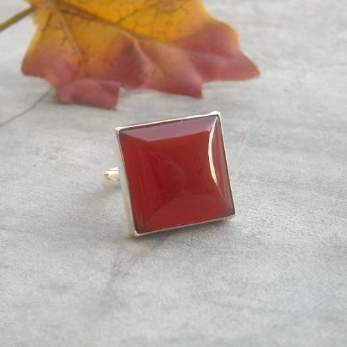 Carnelian stone ring, Silver carnelian ring, Artisan Red ring