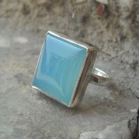 Chalcedony Jewelry, Chalcedony ring, Square ring handmade sterling silver, Size 7 other sizes also available