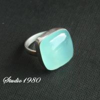 Chalcedony Jewelry, Chalcedony ring, Square ring handmade sterling silver, Size 6 other sizes also available