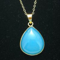 Chalcedony pendant, Chalcedony necklace,Vermeil necklace,sterling silver