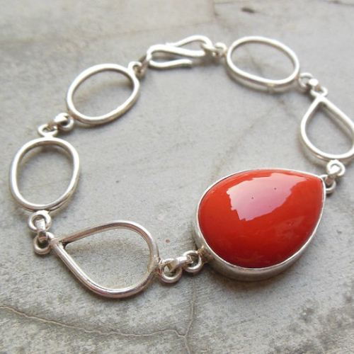 Coral bracelet - Sterling silver bracelet - Artisan handmade gifts