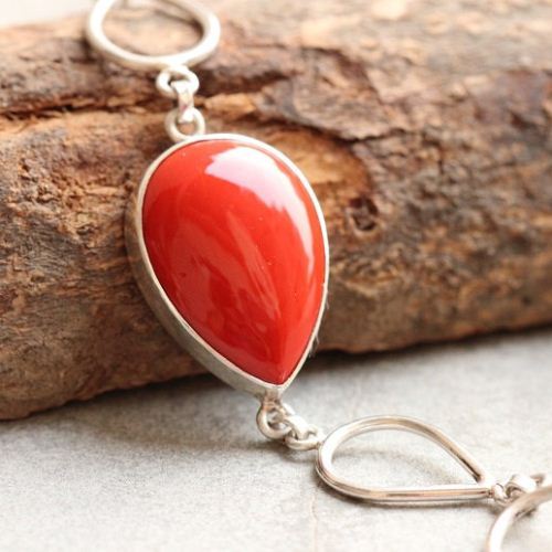 Coral bracelet - Sterling silver bracelet - Artisan handmade gifts