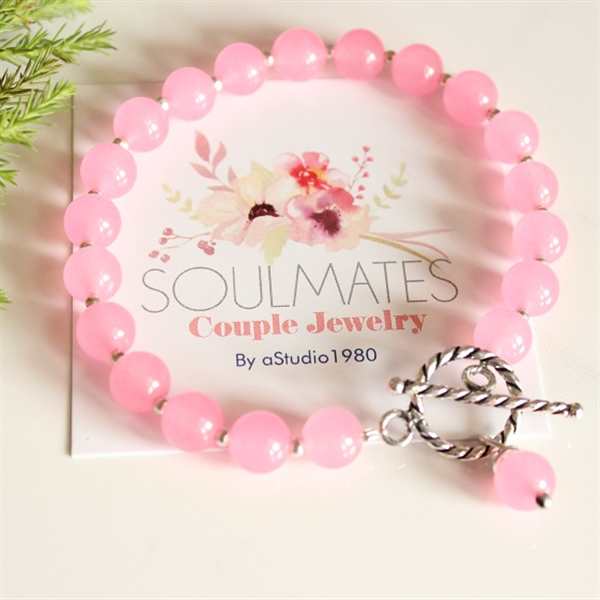 Couples bracelet - 2 rose quartz - girlfriend gifts for her