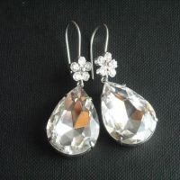 Crystal bridal earrings, Sterling silver bridal jewelry