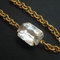 Crystal clear Octagon vintage brass golden bracelet