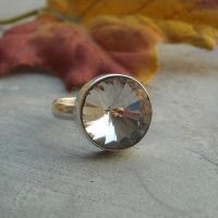 Crystal ring, Swarovski crystal ring, Vintage crystal ring, Sterling silver ring, Size 7 Other sizes also available