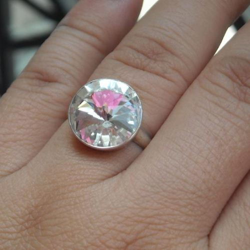 Crystal ring, Swarovski crystal ring, Vintage crystal ring, Sterling silver ring - Size 6 Other sizes also available