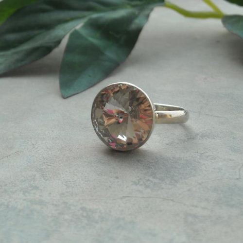 Crystal ring, Swarovski crystal ring, Vintage crystal ring, Sterling silver ring - Size 6 Other sizes also available