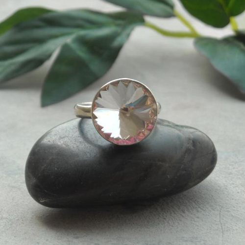 Crystal ring, Swarovski crystal ring, Vintage crystal ring, Sterling silver ring - Size 6 Other sizes also available