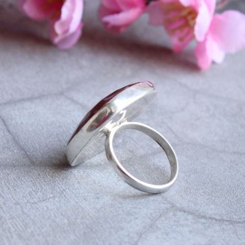 Cushion cut ring, Cushion ring, Carnelian silver jewelry