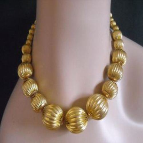 DIVA vintage brass golden necklace earrings set