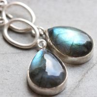 Dangle earrings, Labradorite earrings in sterling silver, Blue stone