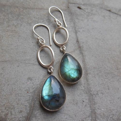 Dangle earrings, Labradorite earrings in sterling silver, Blue stone