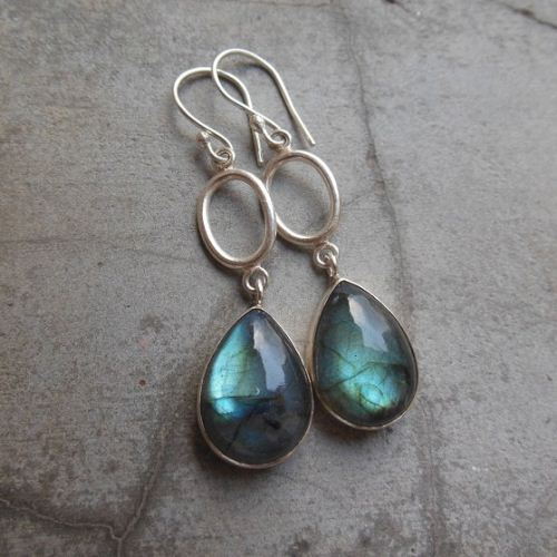 Dangle earrings, Labradorite earrings in sterling silver, Blue stone