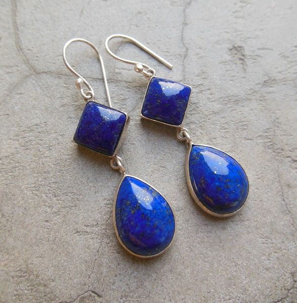 Buy Dangler earrings, Lapis lazuli earrings, Blue silver earrings ...