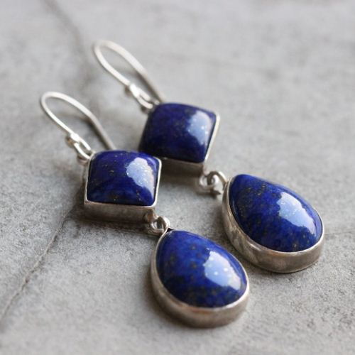 Buy Dangler earrings, Lapis lazuli earrings, Blue silver earrings ...