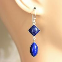 Dangler earrings, Lapis lazuli earrings- Lapis silver earrings