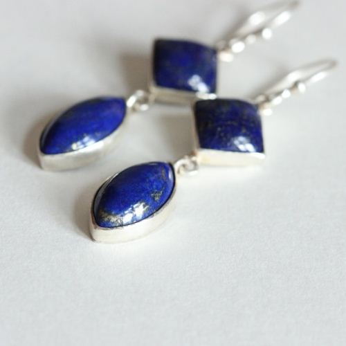 Dangler earrings - Lapis lazuli earrings- Lapis silver earrings