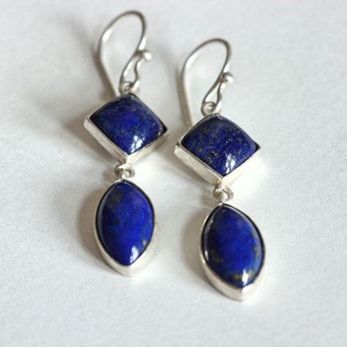 Buy Dangler earrings - Lapis lazuli earrings- Lapis silver earrings ...