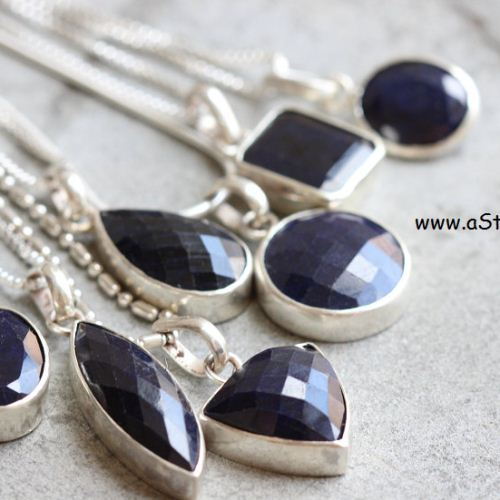 Dark Blue Sapphire Bracelet, Handmade silver bracelet, Gemstone bracelet