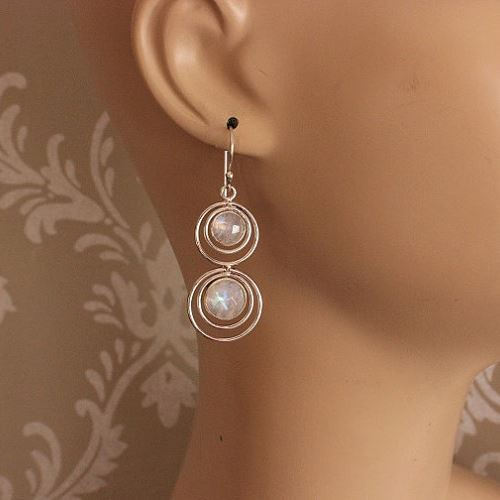 Designer Moonstone earrings, Dangle Earrings, Handmade silver jewelry
