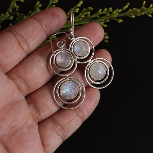 Designer Moonstone earrings, Dangle Earrings, Handmade silver jewelry
