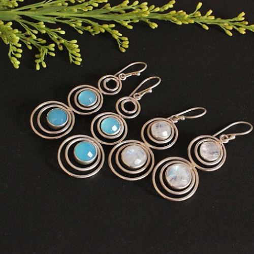 Designer Moonstone earrings, Dangle Earrings, Handmade silver jewelry