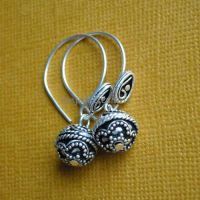 Designer Sterling silver round drop earrings