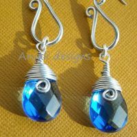 Designer lovely Sterling silver Blue Zircon drop earrings