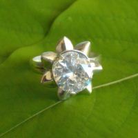 Divine lotus zircon sterling silver handmade wedding ring