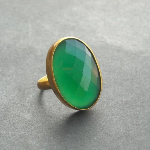 Green Stone Ring Gold 18k | ASANA Gemstone Open Ring Gold