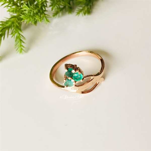 Emerald ring - 14K rose gold Ring - Birthstone ring- gold ring