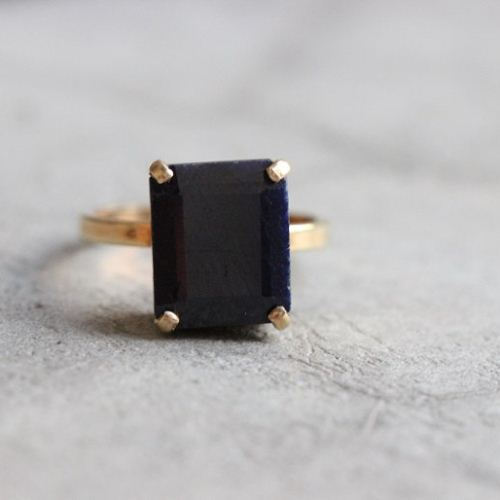Engagement ring, 18k gold Blue Sapphire ring, September birthstone