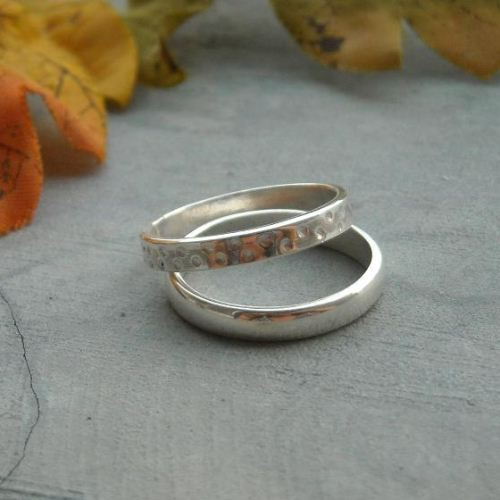 Platinum plated sterling silver wedding bands rings