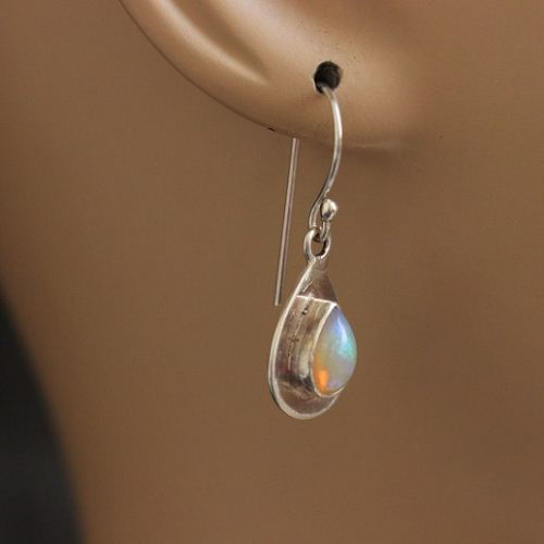 Genuine opal earrings, Dangler drop handmade silver earrings