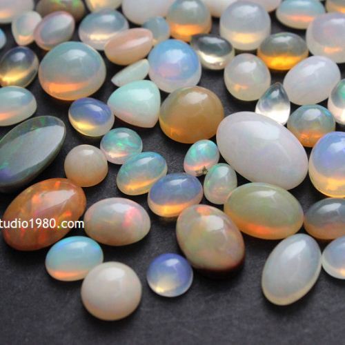 Real opal stud earrings silver