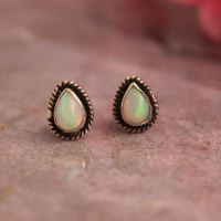 Natural opal stud earrings in sterling silver