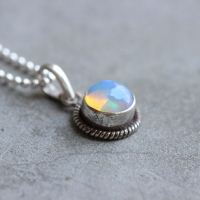 Genuine opal sterling silver pendant, Opal Artisan pendant chain