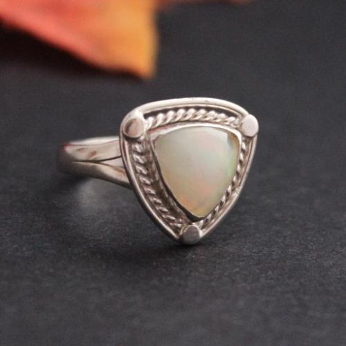 Genuine opal ring, Natural Opal sterling silver ring