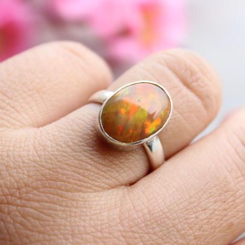 Genuine opal ring, Natural Opal Ring, Mens opal silver ring