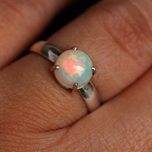 Natural Opal sterling silver ring, Gemstone gift for her